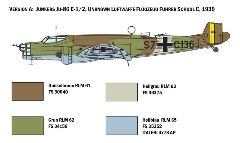 Italeri 1/72 E-1 Ju-86 E-2 Model Kit — official product photo 3