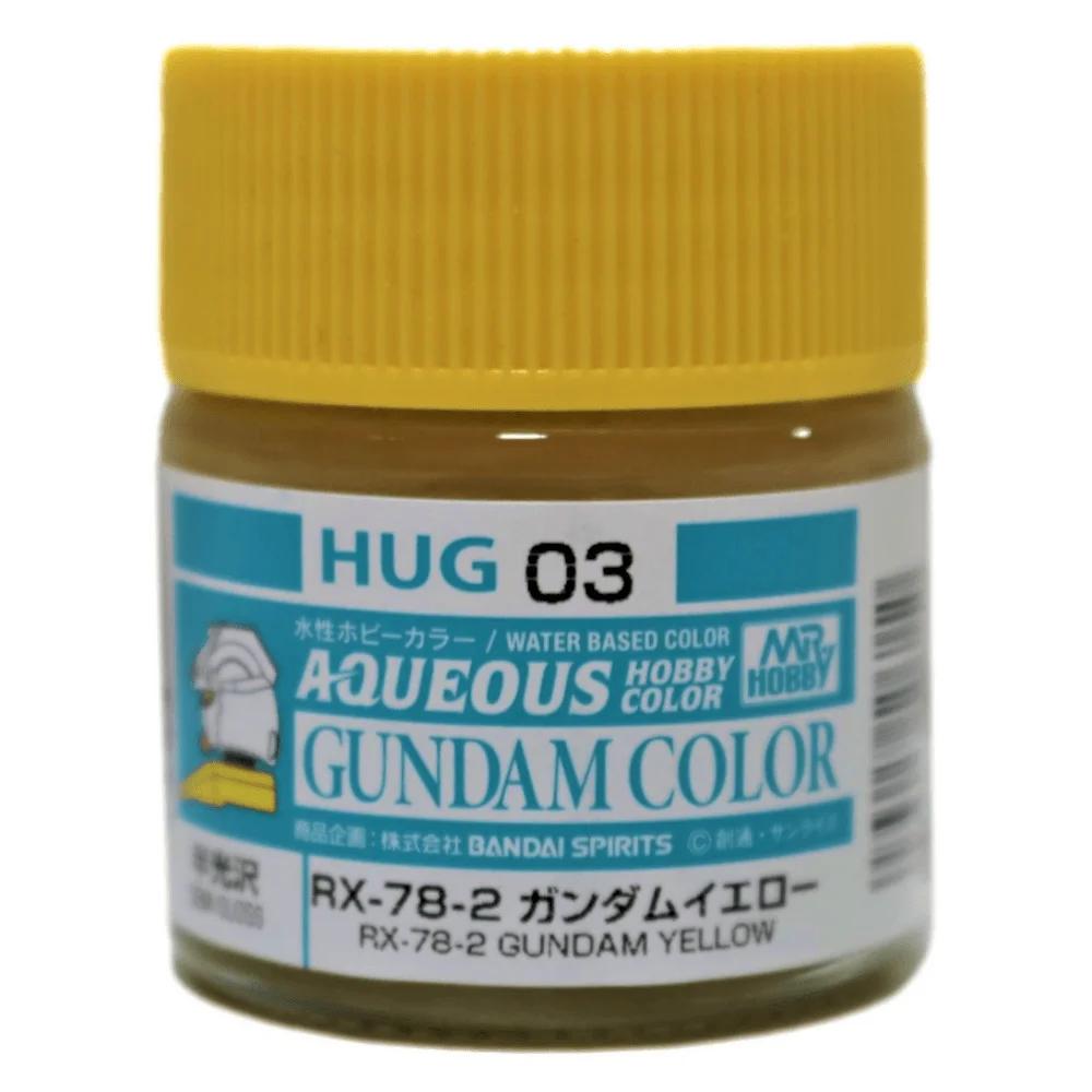 Mr. Hobby Aqueous Gundam Color HUG03 RX-78-2 Gundam Yellow (Semi-Gloss) 10ml — product photo