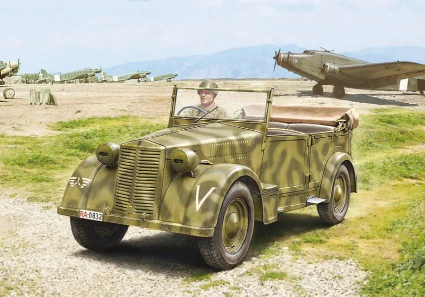 Italeri 1/35 Fiat 508cm Coloniale W Crew Model Kit — box art