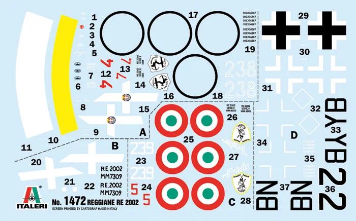 Italeri 1/72 Reggiane Re 2002 Ariete Model Kit — official product photo 2