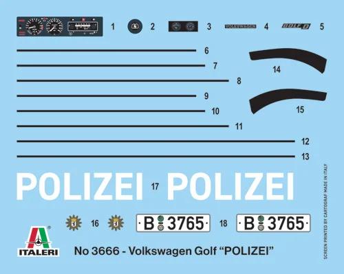 Italeri 1/24 Vw Golf Polizei Model Kit — official product photo 2