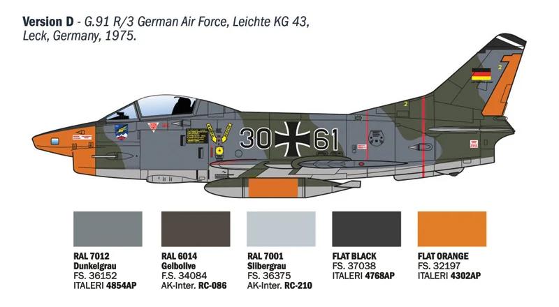 Italeri 1/48 Fiat G 91 R1 R3 Gina Model Kit — official product photo 6