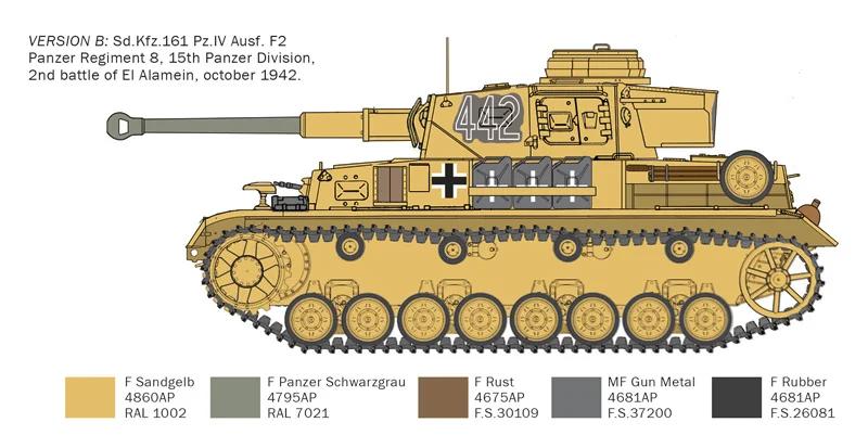 Italeri 1/35 Pz IV F1 F2 G W Africa Korps 80th Model Kit — official product photo 5