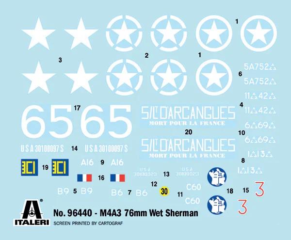 Italeri 1/35 Sherman M4a3 Wet W Fig Model Kit — official product photo 2