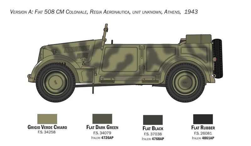 Italeri 1/35 Fiat 508cm Coloniale W Crew Model Kit — official product photo 3