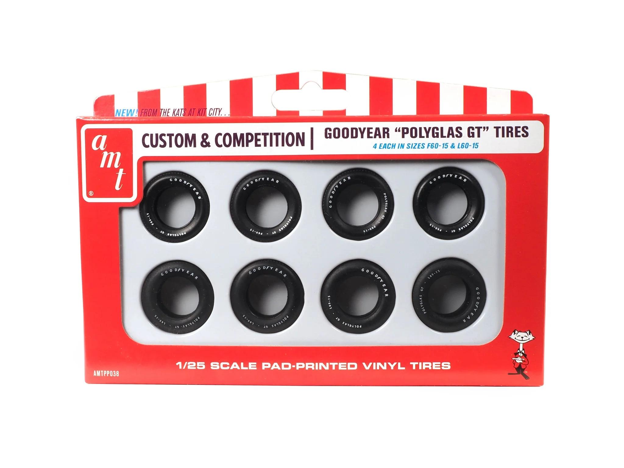 AMT 1/25 Goodyear Polyglas Gt Tire Set 8pcs Model Kit — box art