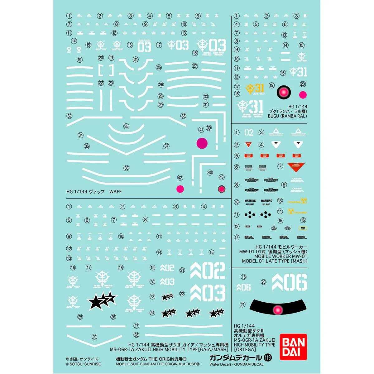 Bandai GD-119 Decal — official product photo 1