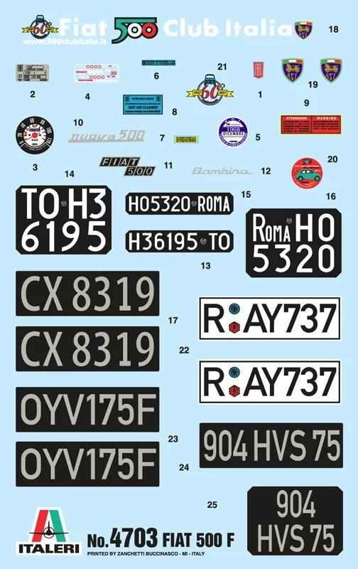 Italeri 1/12 Fiat 500f 1968 Car Model Kit — official product photo 3