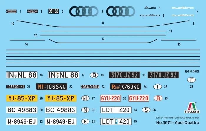 Italeri 1/24 Audi Quattro Model Kit — official product photo 2