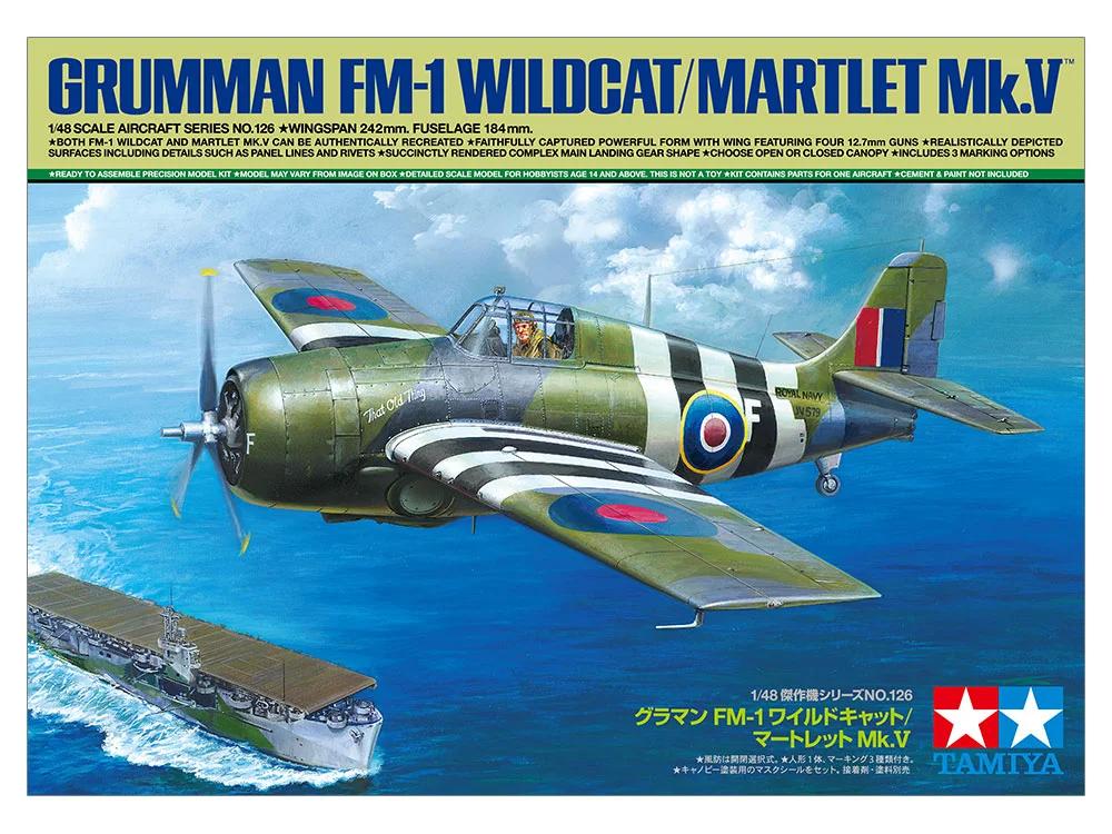 Tamiya 1/48 FM-1 Grumman Wildcat Martlet MK V Model Kit — official product photo 1