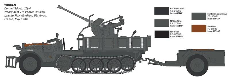 Italeri 1/35 SD Kfz 10 4 W Flak 30 Crew Model Kit — official product photo 3