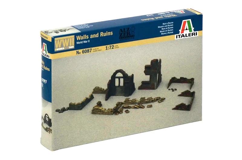 Italeri 1/72 WWII Ruin Wall Sec Sndbgs Model Kit — official product photo 2