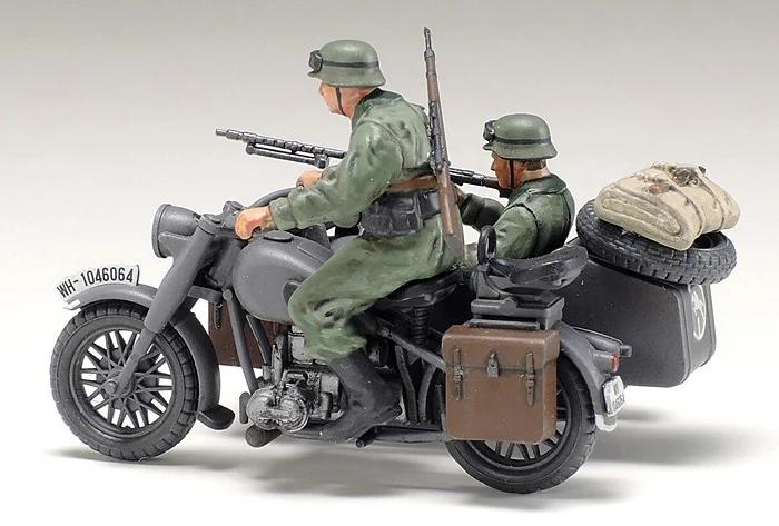 Tamiya 1/48 German Motorcycle Sidecar Model Kit — official product photo 2