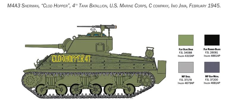 Italeri 1/35 M-4 Sherman US Marine Corps Model Kit — official product photo 4