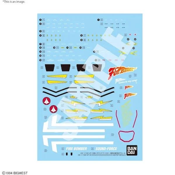Bandai YF-19 Custom Fire Valkyrie Decals Model Kit — product photo