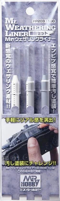 Mr. Hobby PP203 Mr. Weathering Liner - Snow Color Set (3 liner pencils) — product photo