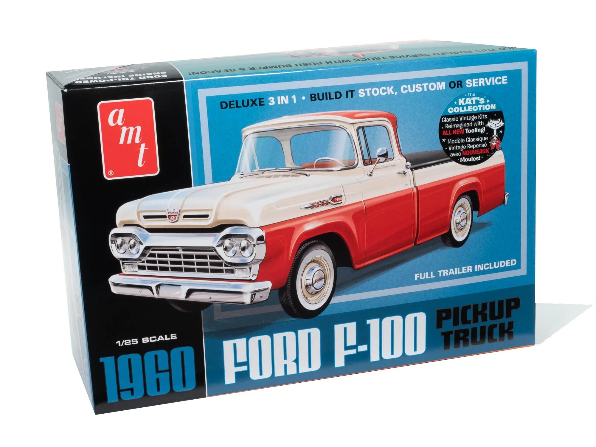 AMT 1/25 F-100 60 Ford Pickup W Trailer Model Kit — official product photo 1