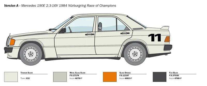 Italeri 1/24 Mercedes Benz 190e 2 3 16v Model Kit — official product photo 3