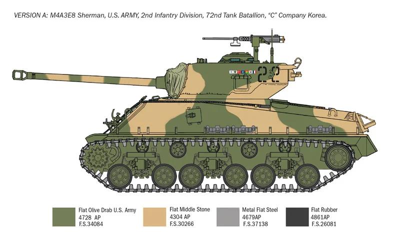 Italeri 1/35 Sherman M4a3e8 Korean War Model Kit — official product photo 4