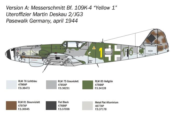 Italeri 1/48 Messerschmitt Bf 109k-4 Model Kit — official product photo 3