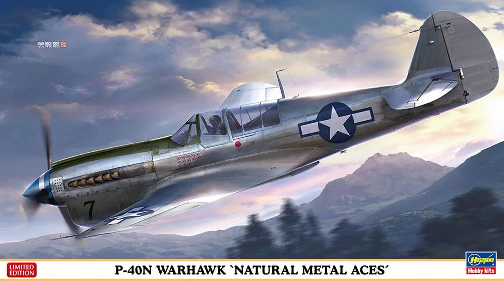 Hasegawa 1/48 P-40N Warhawk Natural Metal Aces Model Kit — official product photo 1