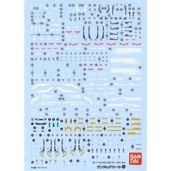 Bandai 1/144 RG GD-101 Zeta Decal — official product photo 1