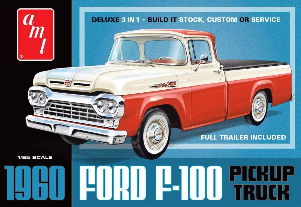 AMT 1/25 F-100 60 Ford Pickup W Trailer Model Kit — box art