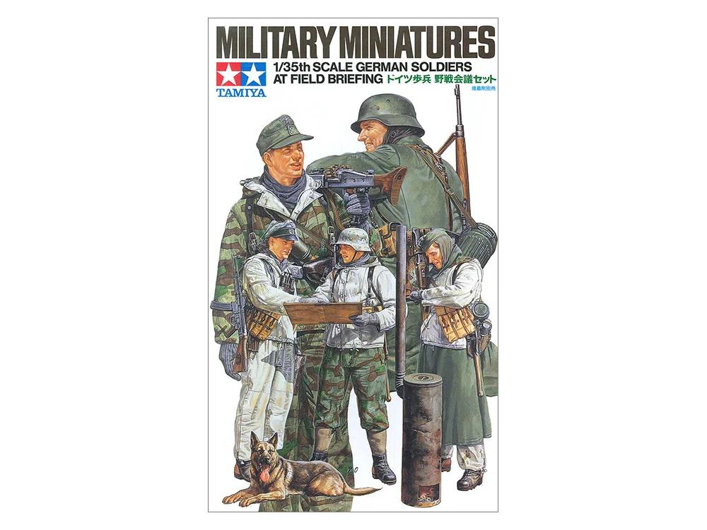 Tamiya German Soldiers At Briefing Model Kit — official product photo 1