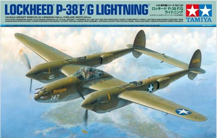 Tamiya 1/48 P-38F Lockheed G Lightning Model Kit — box art