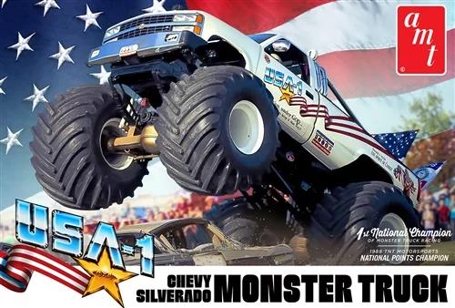 AMT 1/25 USA-1 Chevy Silverado Monster Truck Model Kit — box art