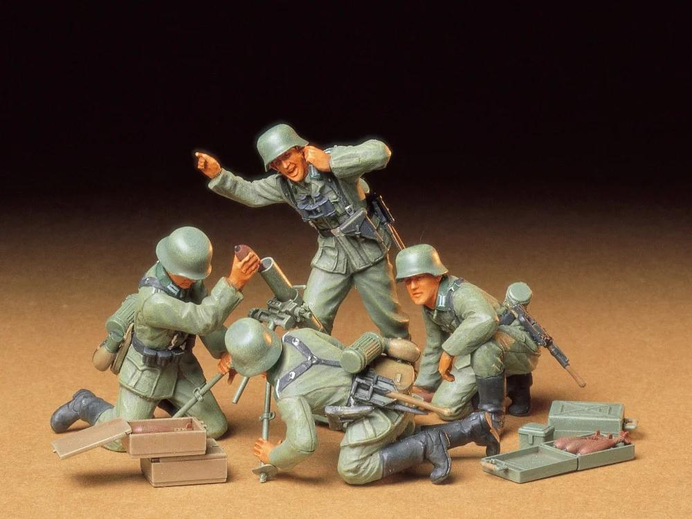 Tamiya 1/35 German Inf Mortar Team Model Kit — official product photo 1