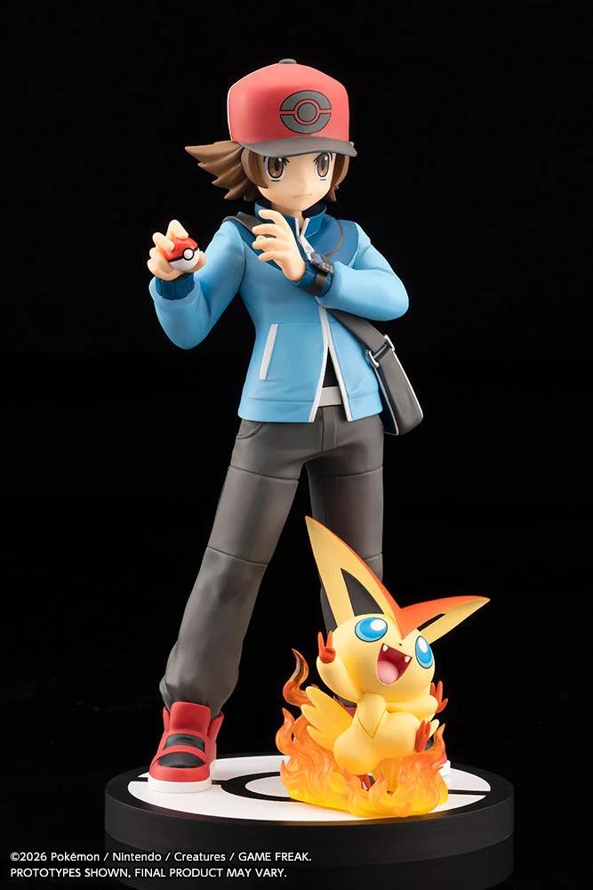 Kotobukiya Pokémon Hilbert with Victini ARTFX J STATUE — official product photo 1