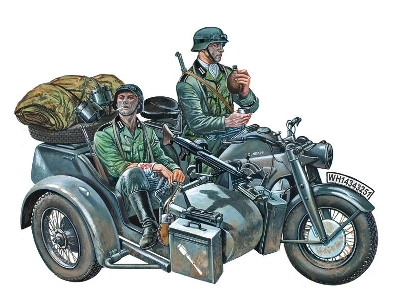 Italeri 1/35 Ks750 Zundapp Motorcycle Model Kit — official product photo 1