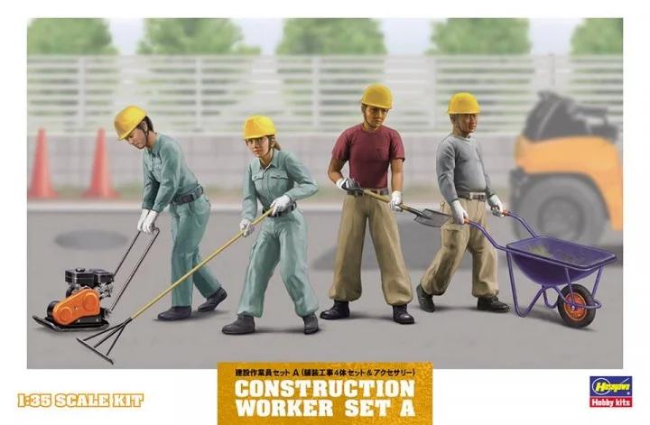 Hasegawa 1/35 Construction Worker Paver Model Kit — box art