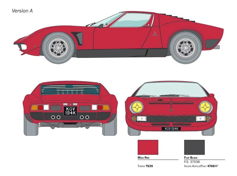 Italeri 1/24 Lamborghini Miura Jota Model Kit — official product photo 5