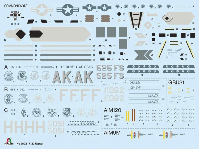 Italeri 1/48 F-22A Raptor Model Kit — official product photo 2