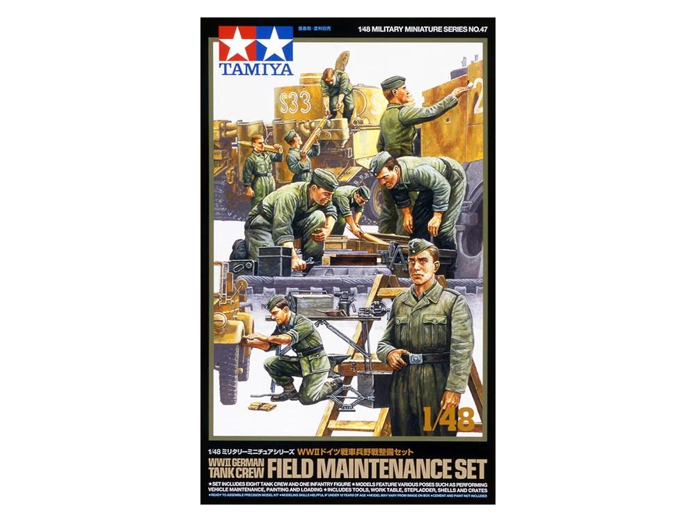 Tamiya 1/48 Tank Crew Field Maint Ger Model Kit — official product photo 1