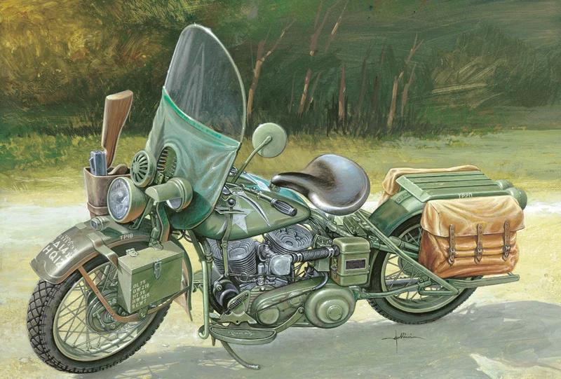 Italeri US Army WWII Motorcycle 1 9 Model Kit — official product photo 1
