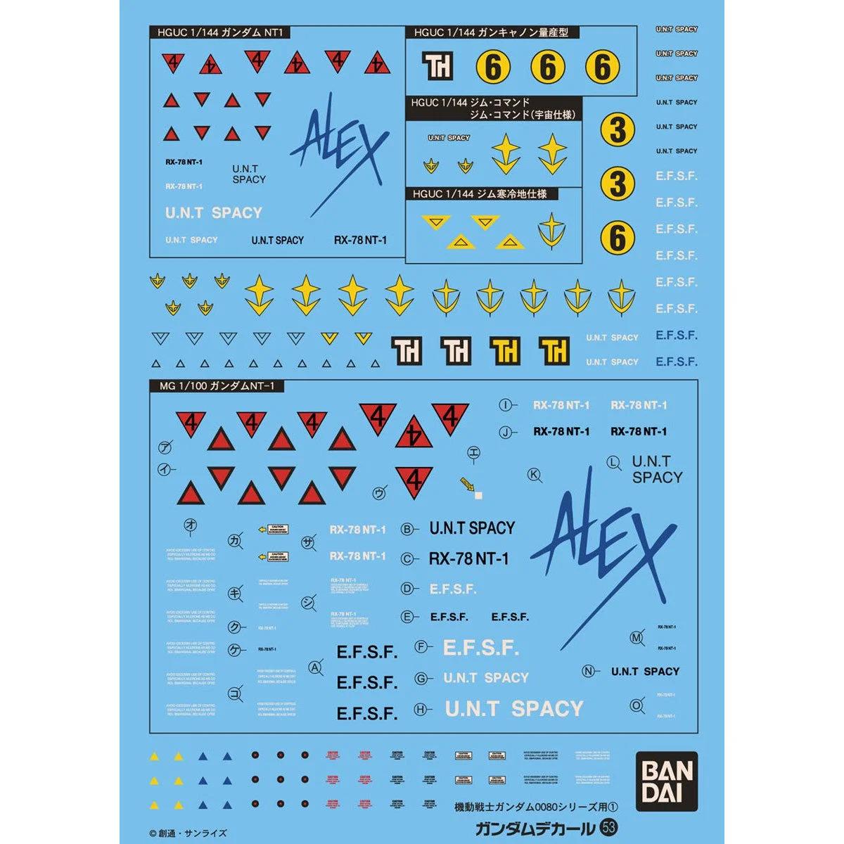 Bandai 1/144 HG GD-53 0800 Series Federation Decal — official product photo 1