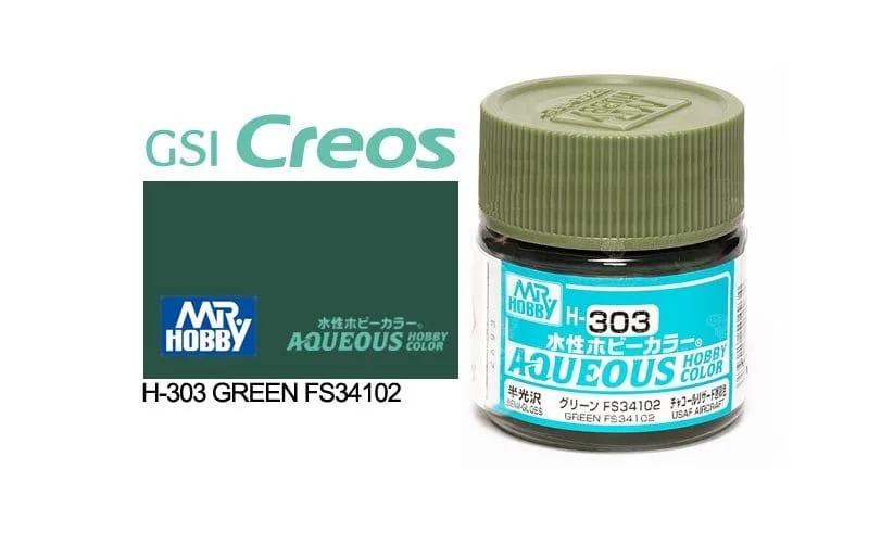 Mr. Hobby Aqueous Hobby Color H-303 Green FS34102 (US) Semi-Gloss 10ml — product photo