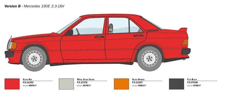 Italeri 1/24 Mercedes Benz 190e 2 3 16v Model Kit — official product photo 4