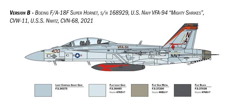 Italeri 1/48 A-18F F Super Hornet Usn Spec Color Model Kit — official product photo 5