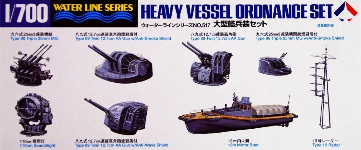 Hasegawa 1/700 Ijn Heavy Vessel Ordnance Set Model Kit — box art