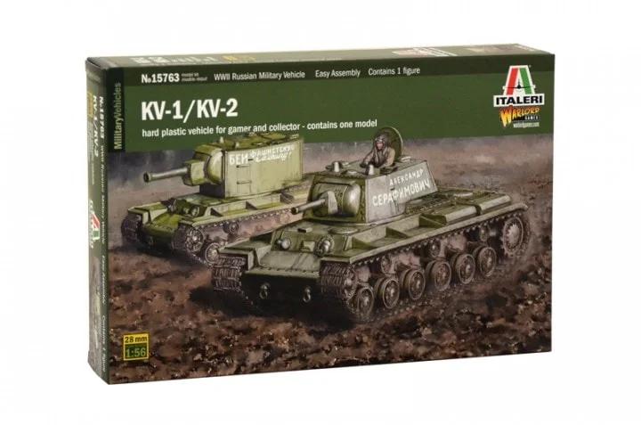 Italeri 1/56 Kv1 Kv2 Tank W Driver Model Kit — box art