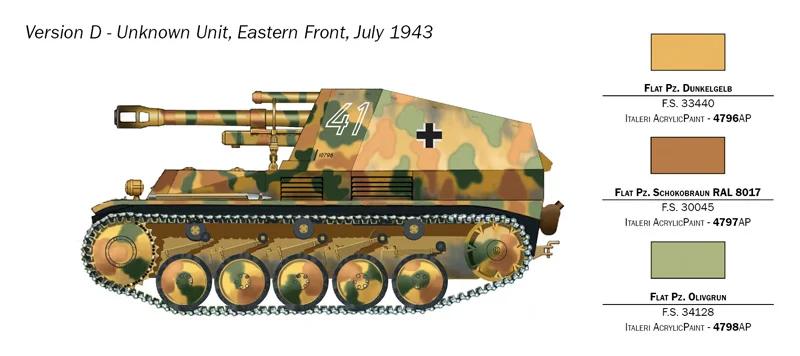 Italeri 1/72 SD Kfz 124 Wespe 10 5cm Model Kit — official product photo 5