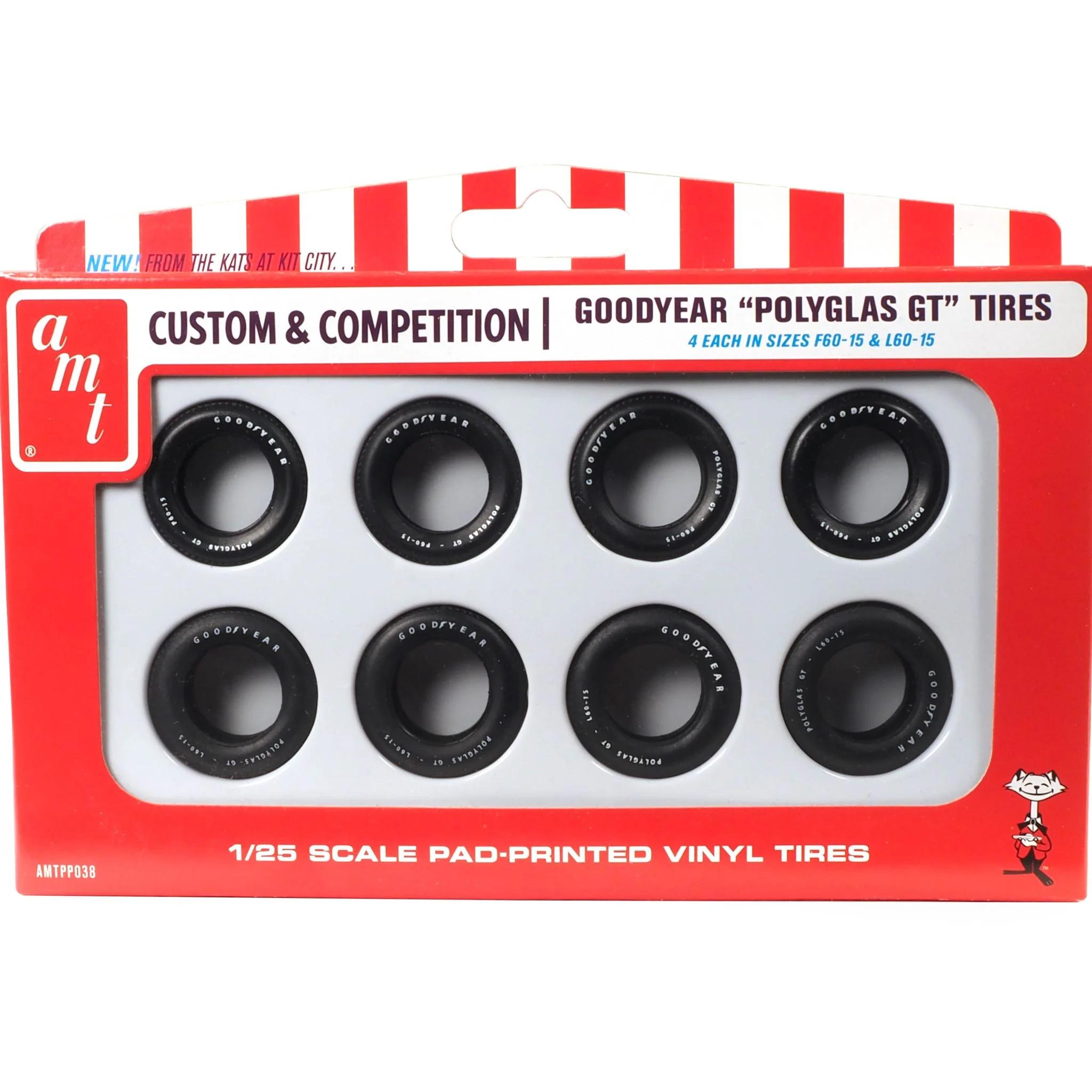 AMT 1/25 Goodyear Polyglas Gt Tire Set 8pcs Model Kit — official product photo 1