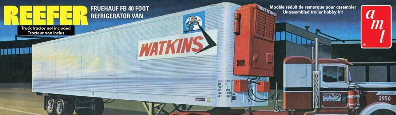 AMT 1/25 Fruehauf 40 Reefer Trailer Watkins Model Kit — box art