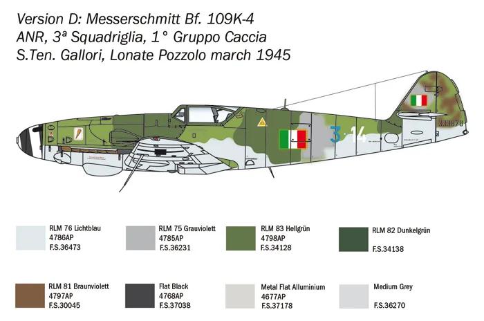 Italeri 1/48 Messerschmitt Bf 109k-4 Model Kit — official product photo 4