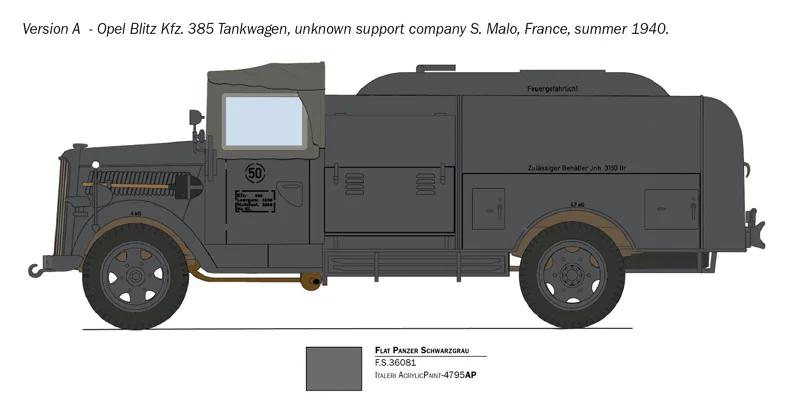 Italeri 1/48 Opel Blitz Tankwagen Kfz 385 Model Kit — official product photo 4