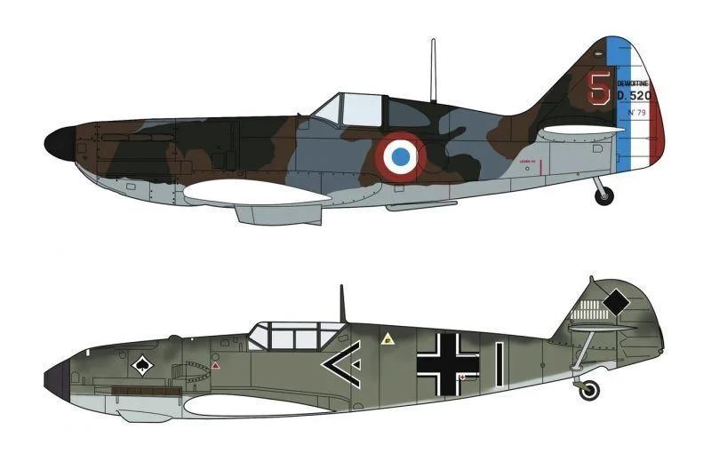 Hasegawa 1/72 Dewoiltine 520 Bf109e Bat Fr Model Kit — box art